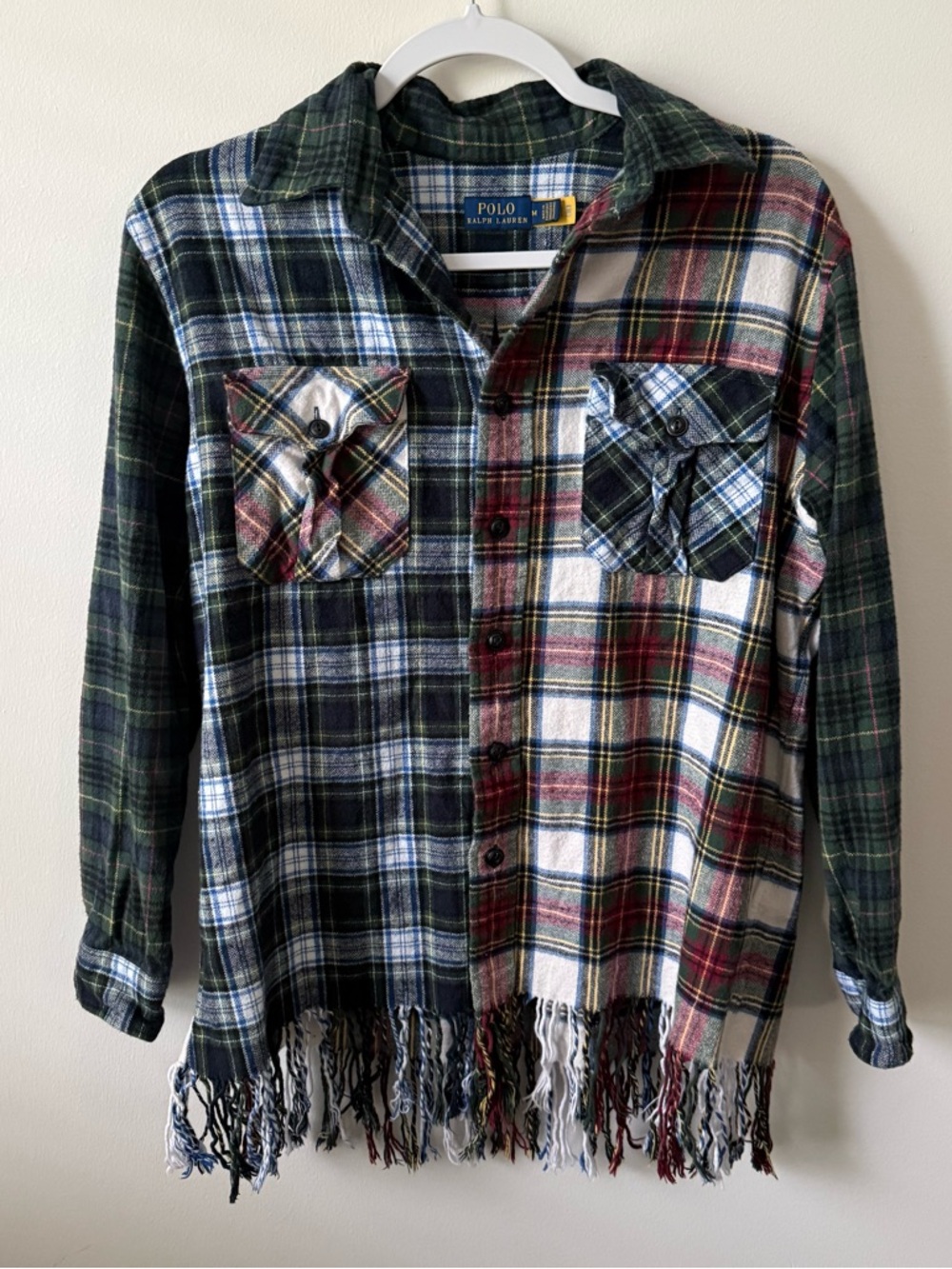 Polo Ralph Lauren Top Women’s M Plaid Fringe Button Up Flannel Festival Western